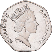 Gibraltar, Elizabeth II, 50 Pence, 1993, Cupro-nikkel, PR+, KM:190