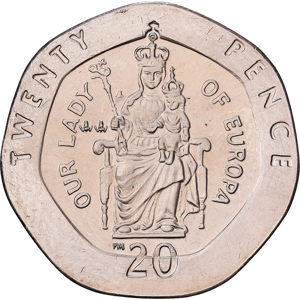 Gibraltar, Elizabeth II, 20 Pence, 1999, Copper-nickel, AU(55-58), KM:777