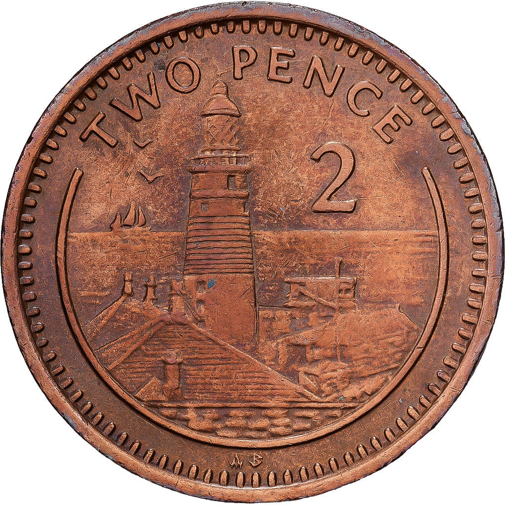 Gibraltar, Elizabeth II, 2 Pence, 1989, Bronze, SS+, KM:21