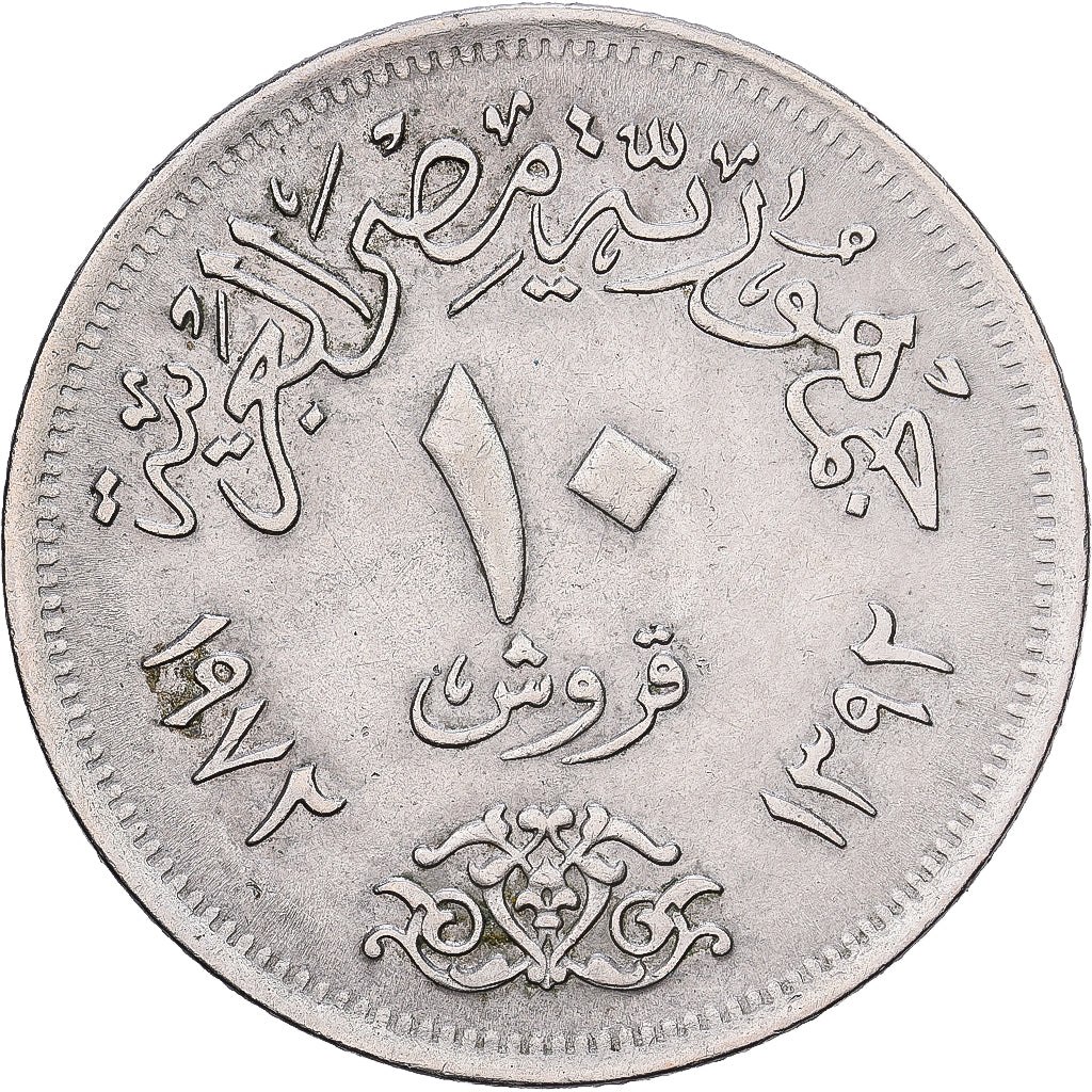 Egipt, 10 Piastres, 1972, Miedź-Nikiel, AU(50-53), KM:430
