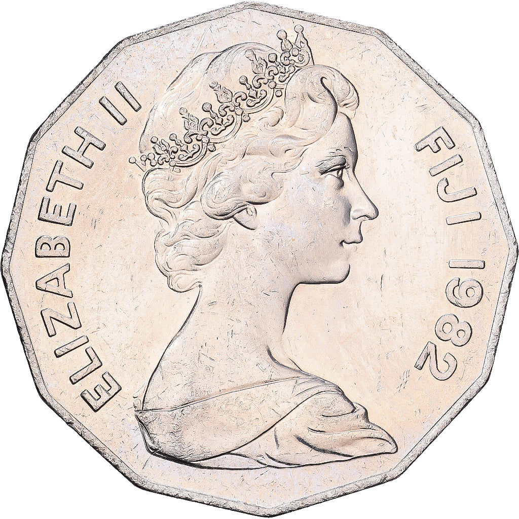 Fiji, Elizabeth II, 50 Cents, 1982, Copper-nickel, MS(60-62), KM:36