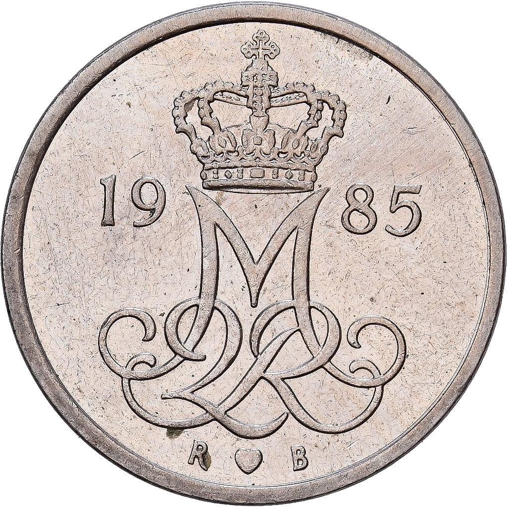 Denmark, Margrethe II, 10 Öre, 1985, Copenhagen, Copper-nickel, AU(55-58)