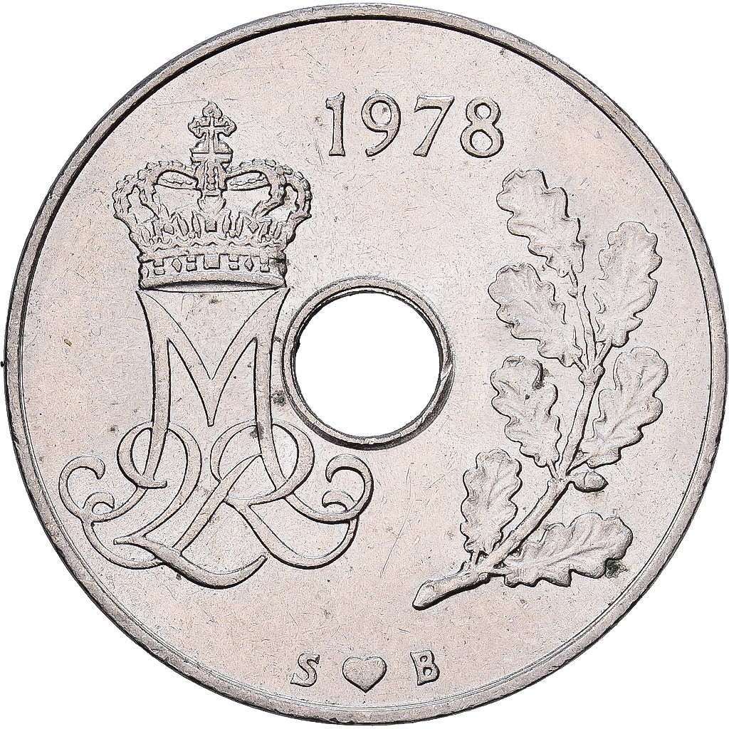 Denmark, Margrethe II, 25 Öre, 1978, Copenhagen, Copper-nickel, AU(55-58)