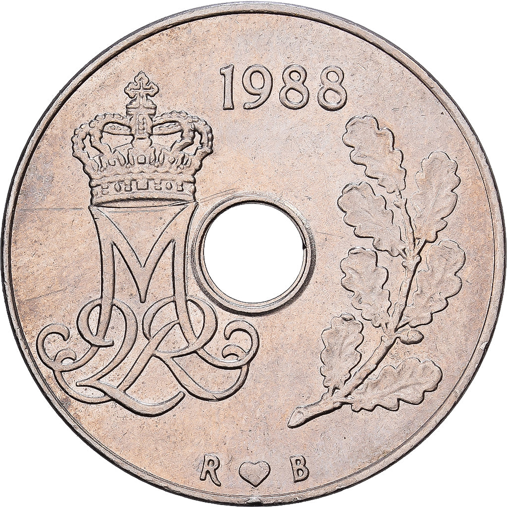 Denmark, Margrethe II, 25 Öre, 1988, Copenhagen, Copper-nickel, AU(50-53)