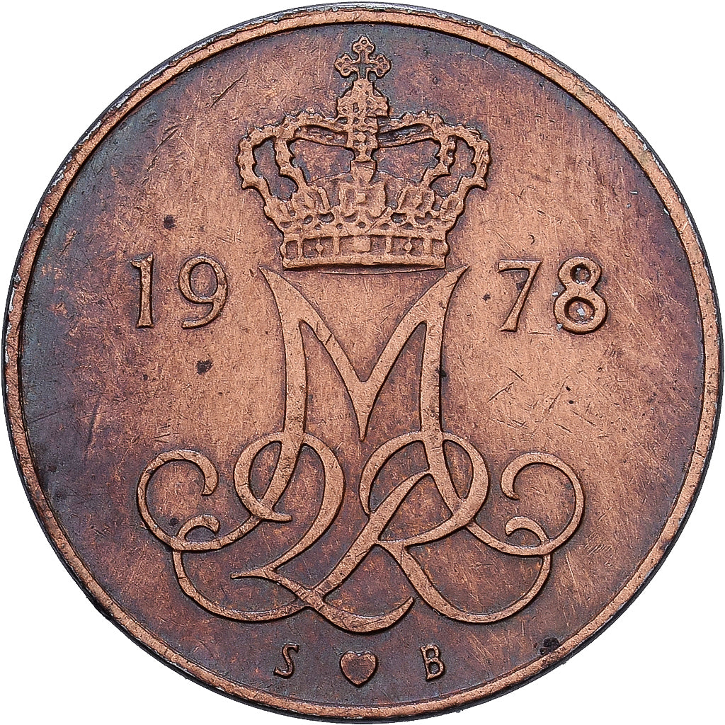 Denmark, Margrethe II, 5 Öre, 1978, Copenhagen, Copper Clad Iron, EF(40-45)