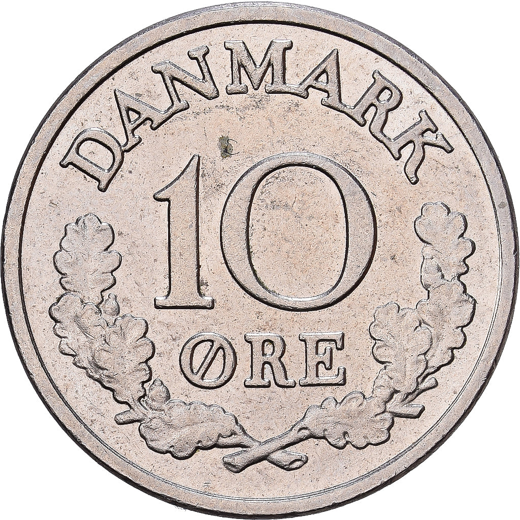 Danimarca, Frederik IX, 10 Öre, 1969, Copenhagen, Rame-nichel, BB, KM:849.1