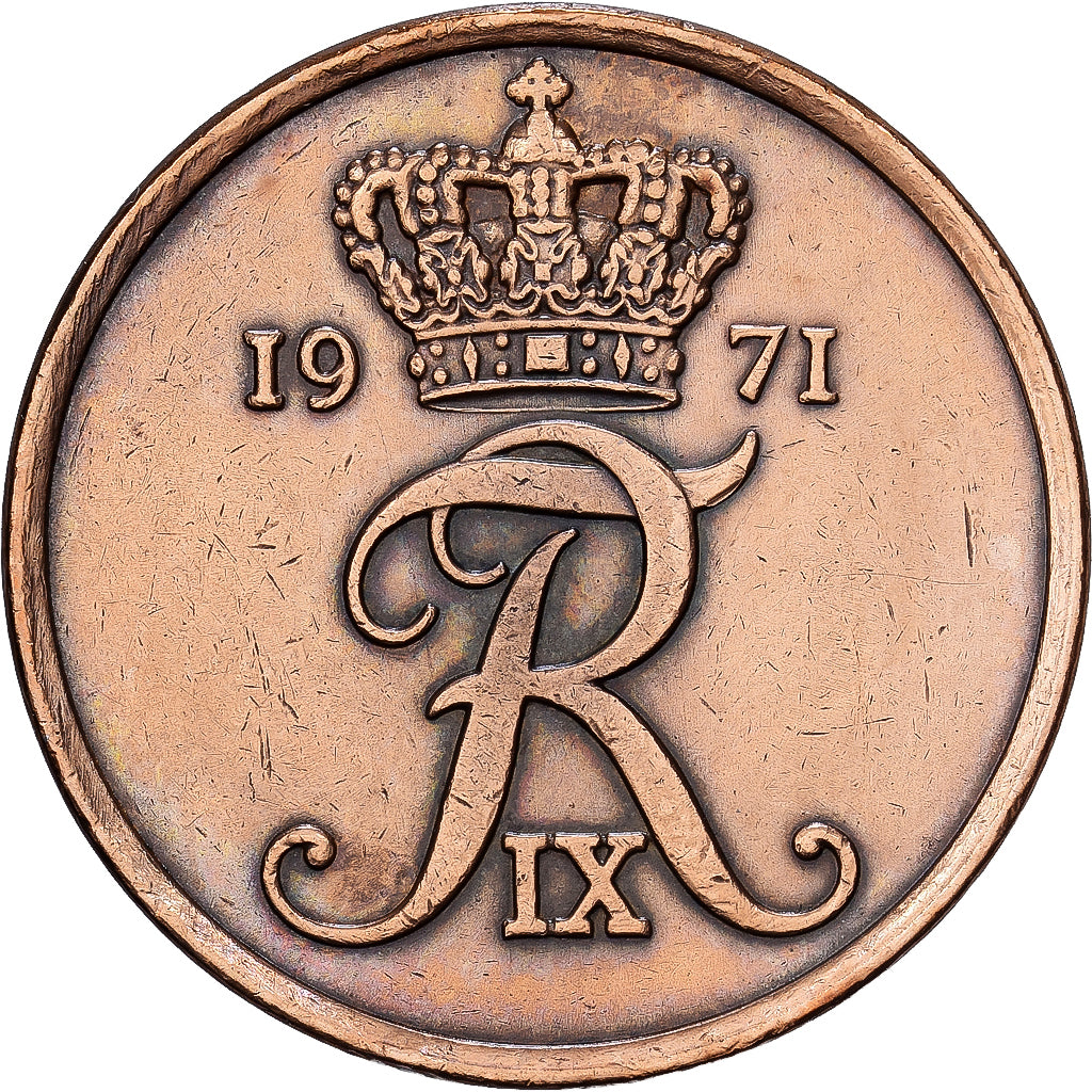 Denmark, Frederik IX, 5 Öre, 1971, Copenhagen, Bronze, EF(40-45), KM:848.1