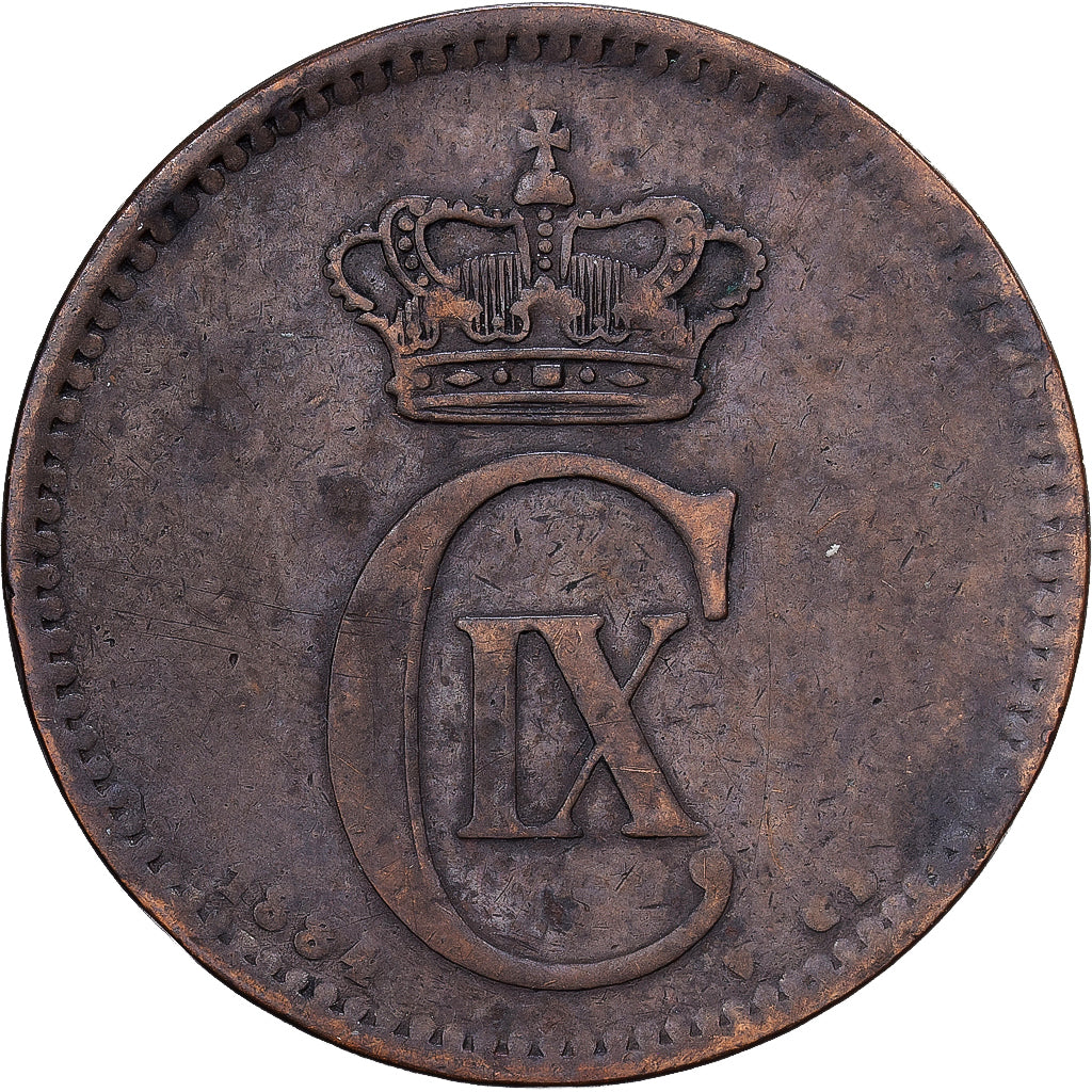 Dänemark, Christian IX, 5 Öre, 1884, Bronze, S+, KM:794.1