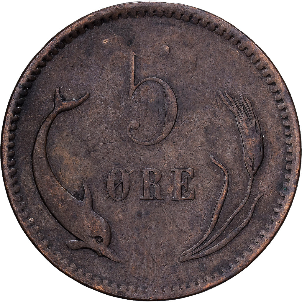 Dänemark, Christian IX, 5 Öre, 1884, Bronze, S+, KM:794.1
