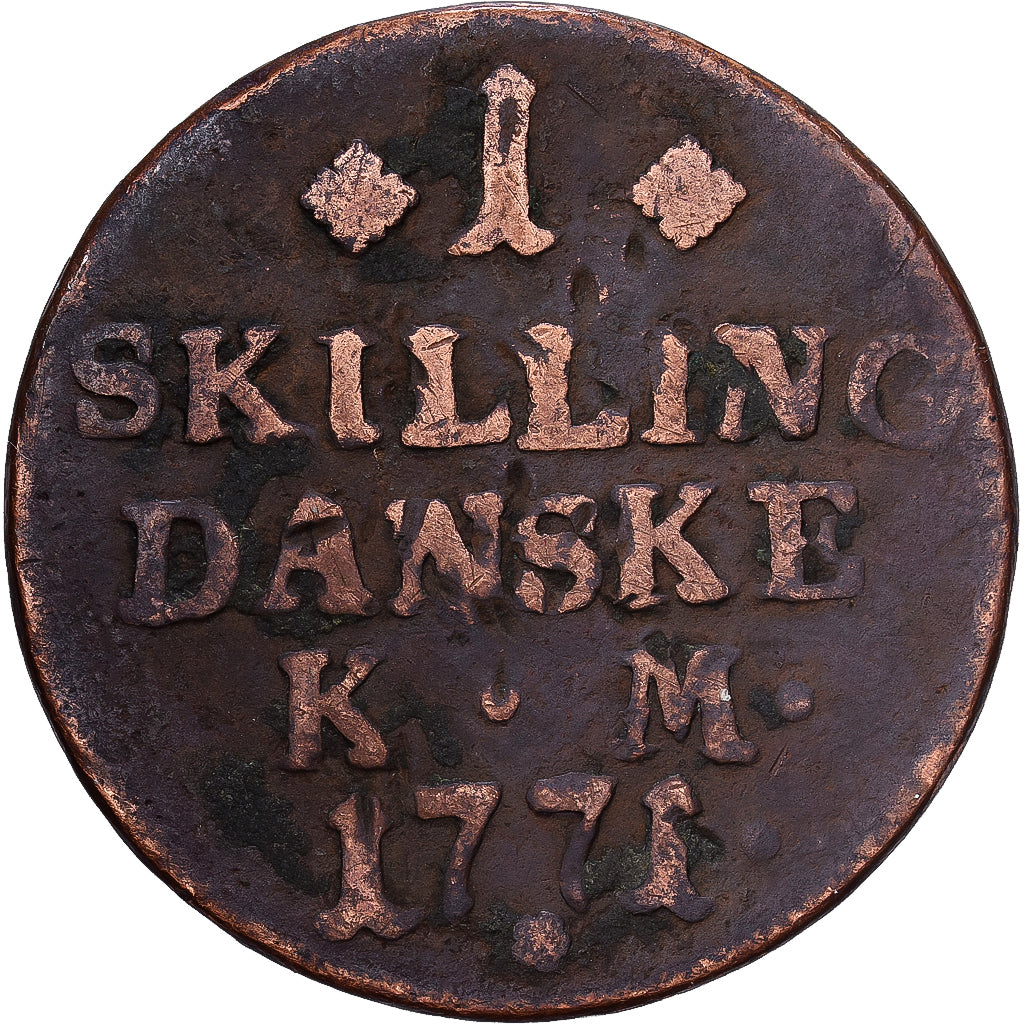 Denemarken, Christian VII, Skilling, 1771, Koper, FR, KM:616.1