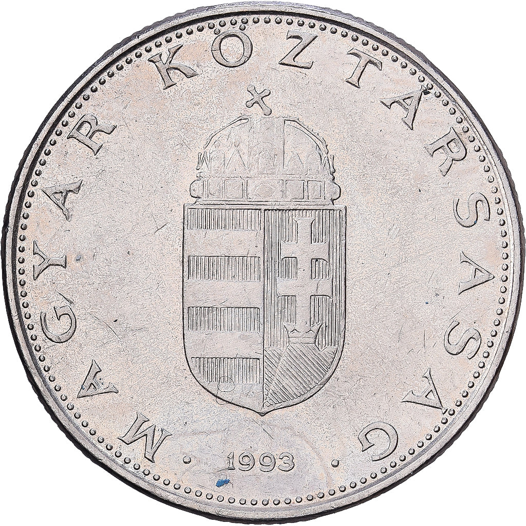 Hungría, 10 Forint, 1993, Cobre - níquel, MBC, KM:695