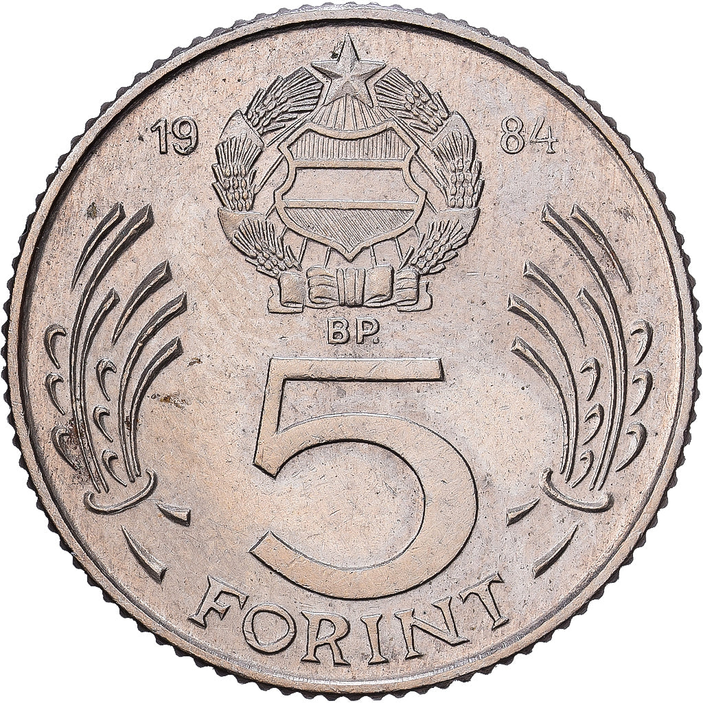Hungria, 5 Forint, 1984, Budapest, Níquel-Latão, AU(55-58), KM:698