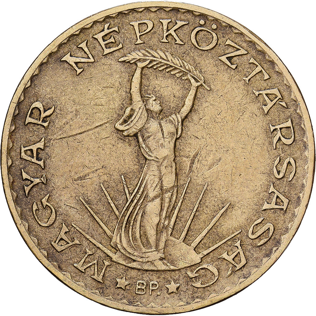 Hungría, 10 Forint, 1987, Aluminio - bronce, MBC, KM:636