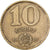 Hungría, 10 Forint, 1987, Aluminio - bronce, MBC, KM:636