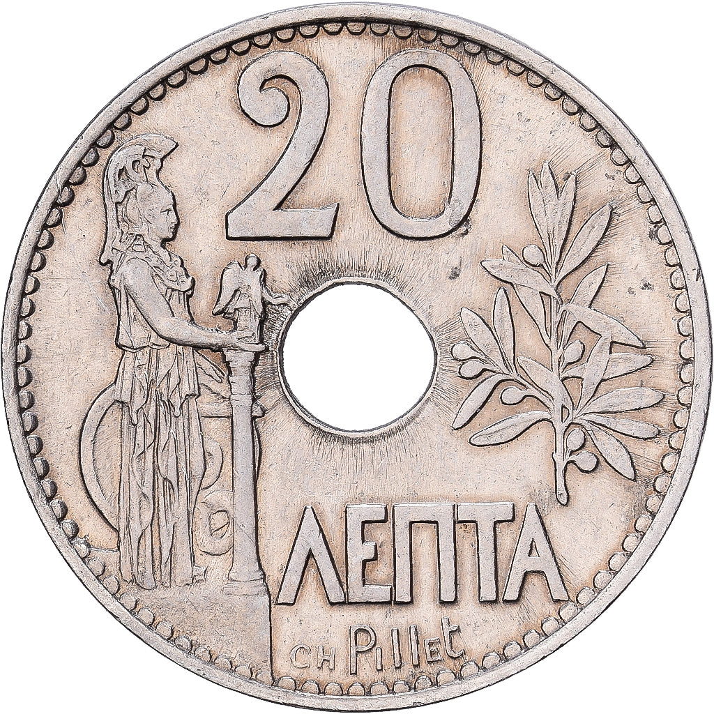 Griekenland, George I, 20 Lepta, 1912, Nickel, ZF, KM:64