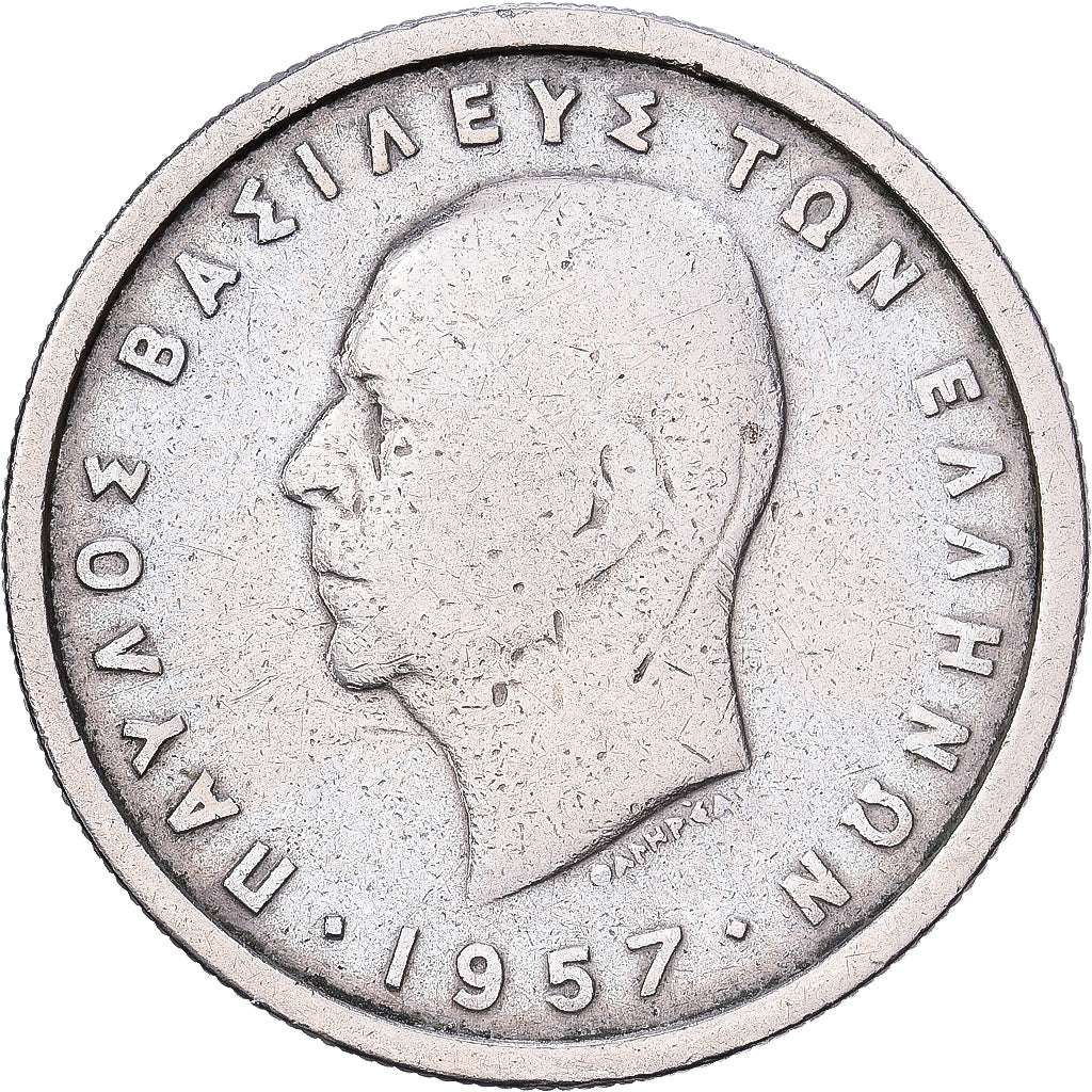 Grèce, Paul I, 2 Drachmai, 1957, Cupro-nickel, TB+, KM:82