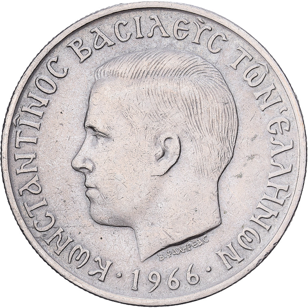 Greece, Constantine II, 5 Drachmai, 1966, Copper-nickel, EF(40-45), KM:91