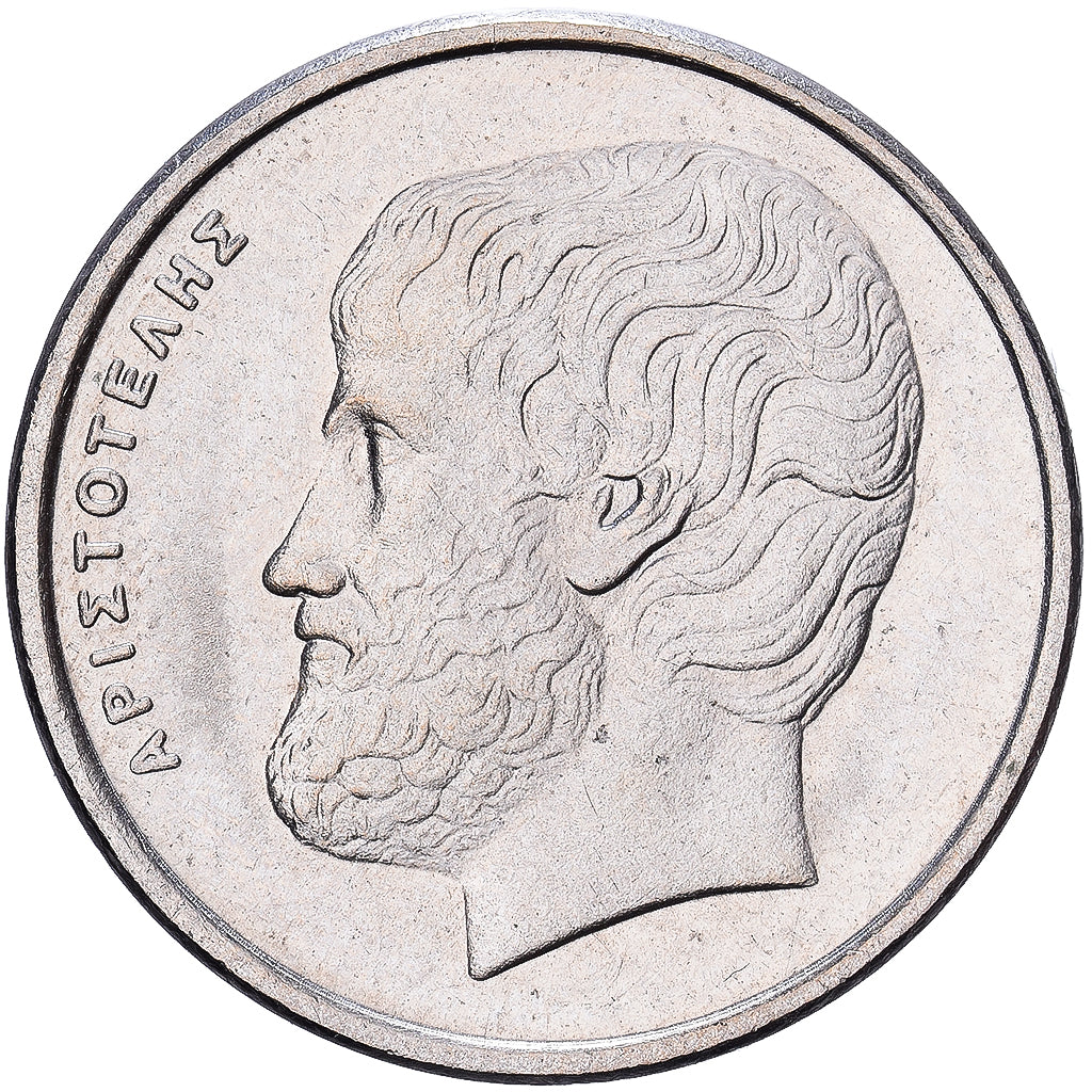 Grecja, 5 Drachmes, 1990, Miedź-Nikiel, AU(55-58), KM:131