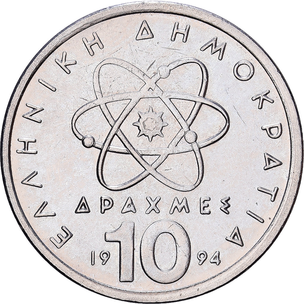 Griekenland, 10 Drachmes, 1994, Cupro-nikkel, ZF+, KM:132