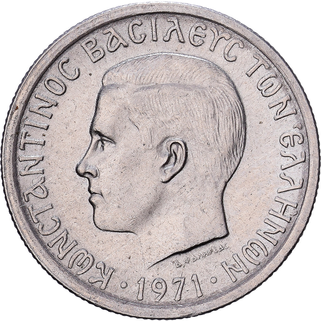 Griekenland, Constantine II, 50 Lepta, 1971, Cupro-nikkel, PR+, KM:97.1