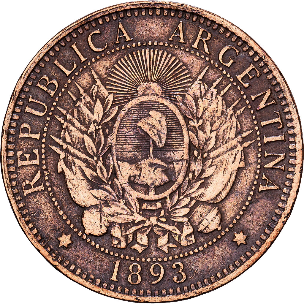 Argentinien, 2 Centavos, 1893, Bronze, S+, KM:33