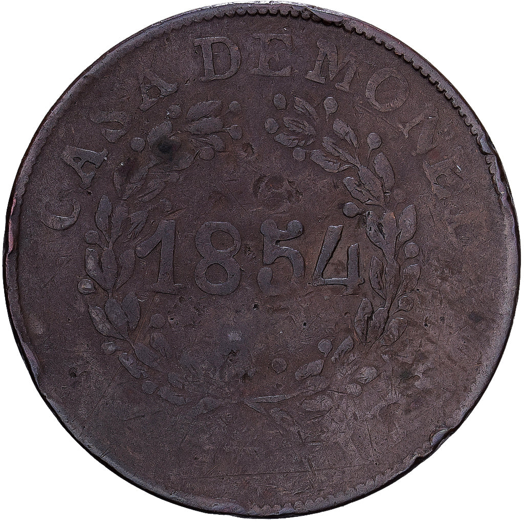 Argentina, BUENOS AIRES, 2 Reales, 1854, Copper, VF(20-25), KM:9