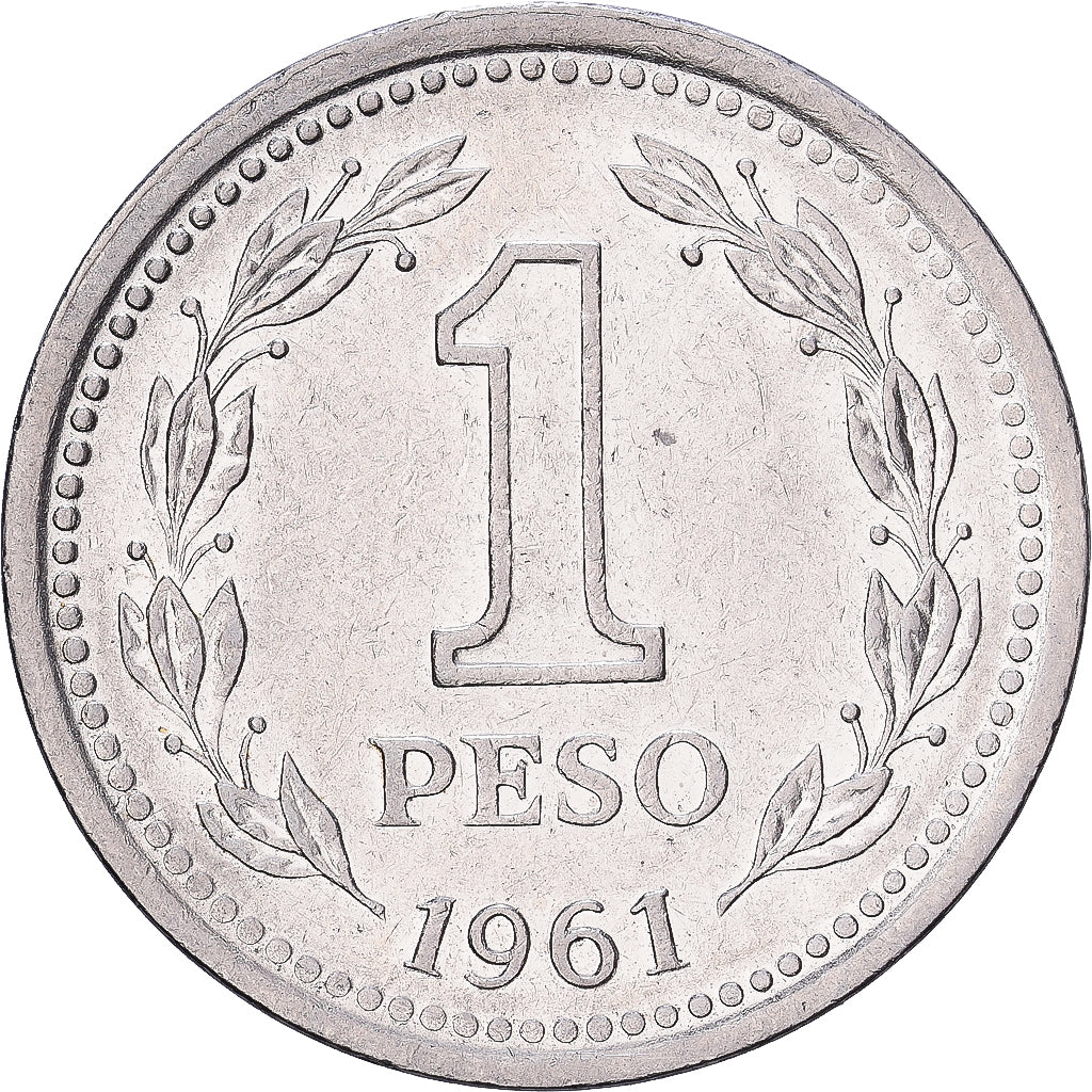 Argentina, Peso, 1961, Nickel Clad Steel, EF(40-45), KM:57
