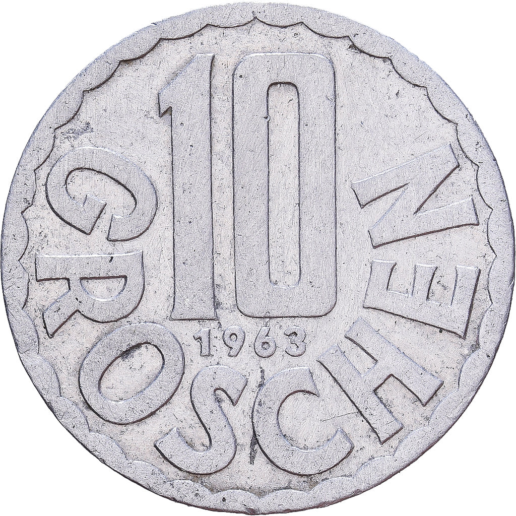 Austria, 10 Groschen, 1963, Vienna, Aluminio, MBC, KM:2878
