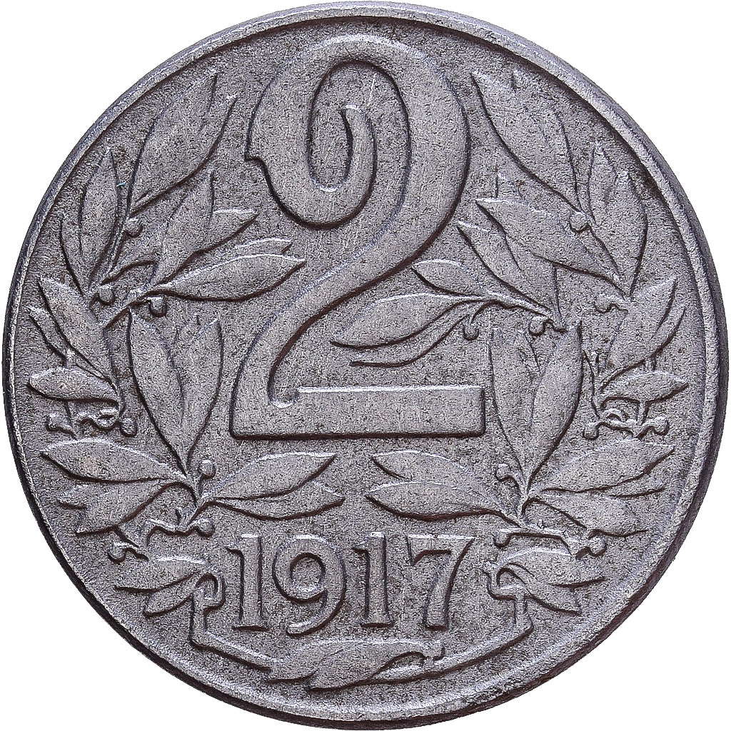 Austria, Karl I, 2 Heller, 1917, Żelazo, EF(40-45), KM:2824