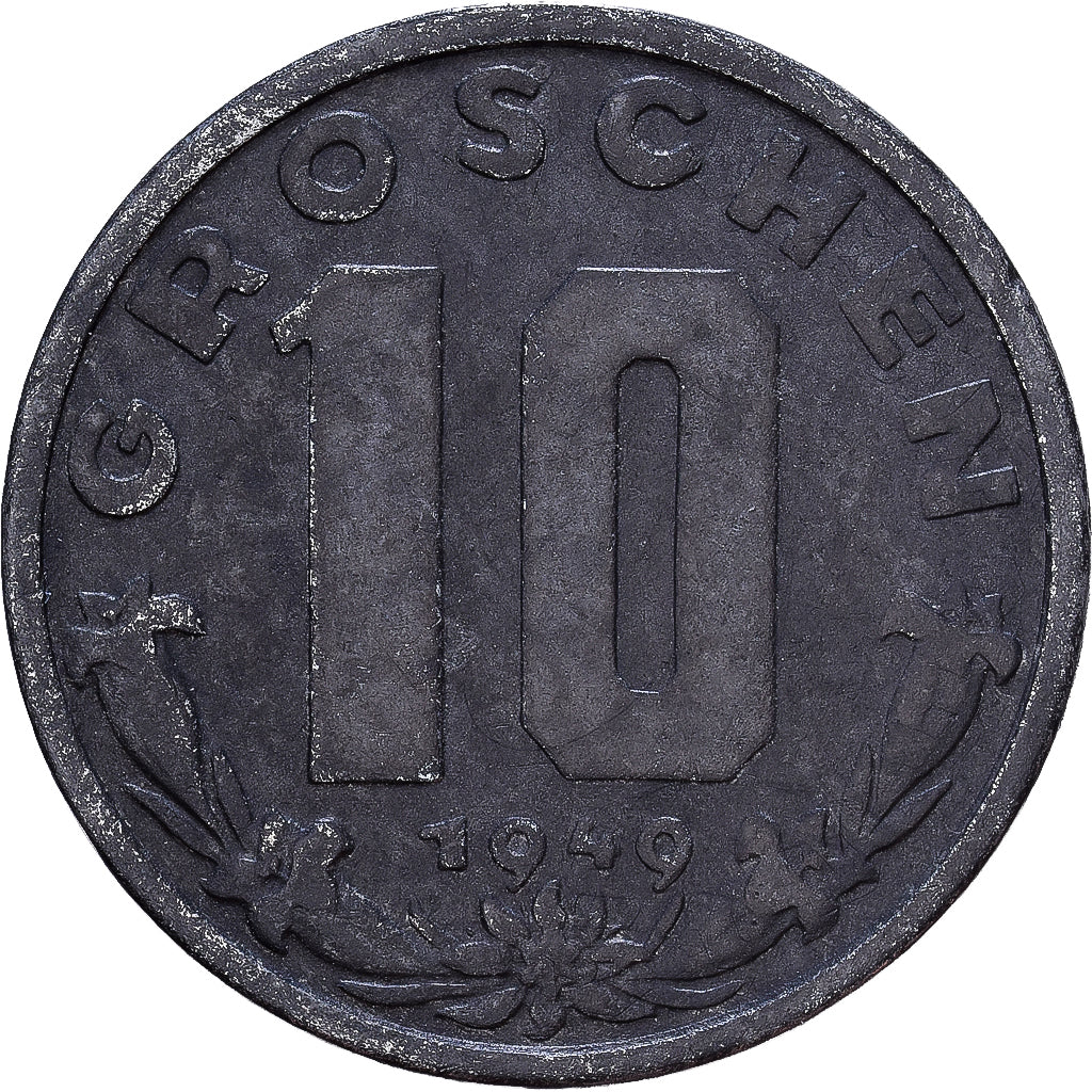 Austria, 10 Groschen, 1949, Cinc, BC+, KM:2874
