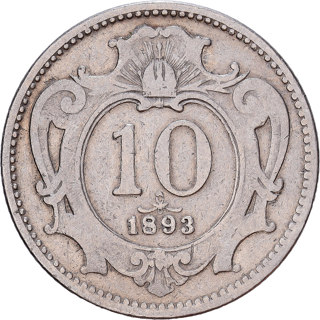 Autriche, François-Joseph Ier, 10 Heller, 1893, Nickel, TB, KM:2802