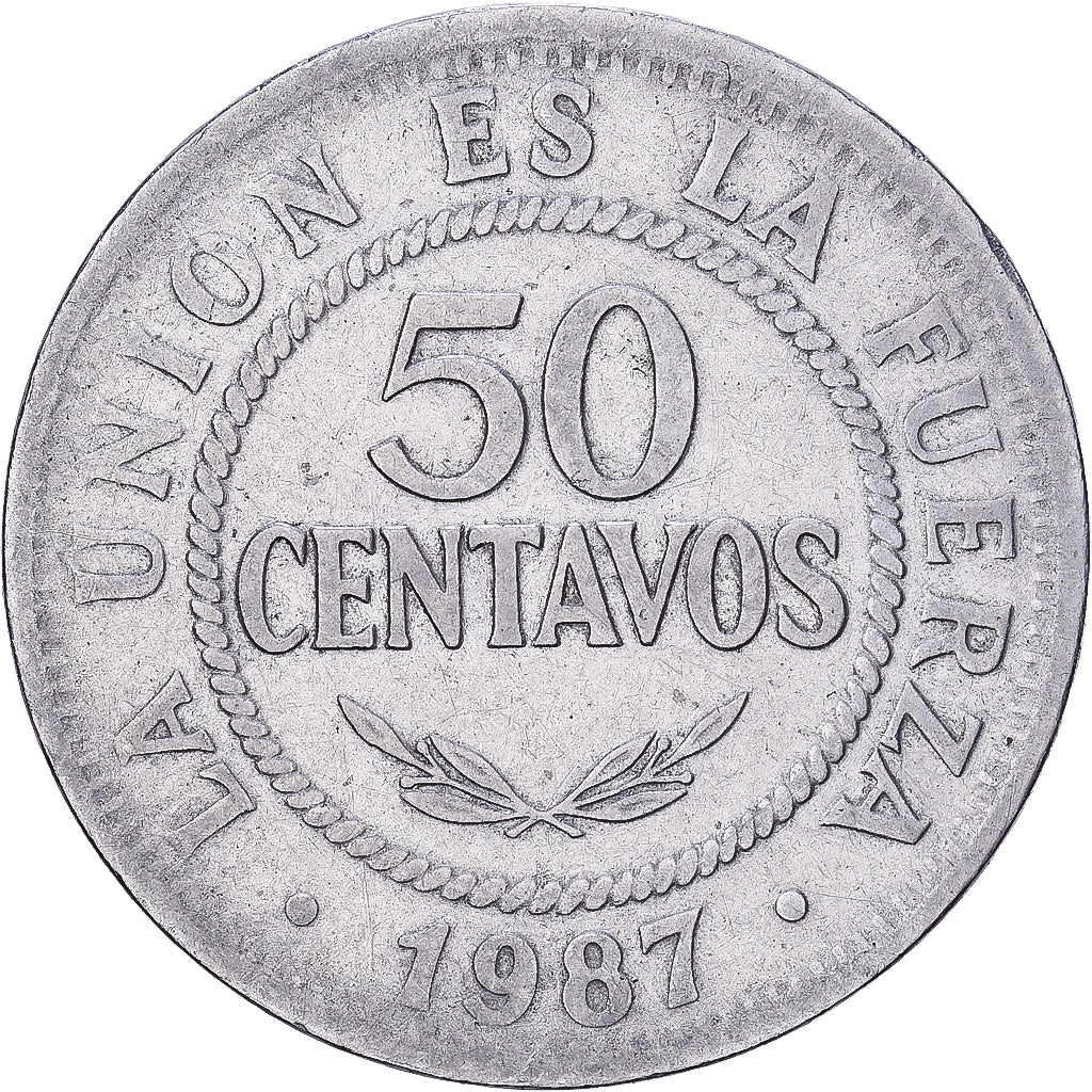 Bolivien, 50 Centavos, 1987, Stainless Steel, SS, KM:204