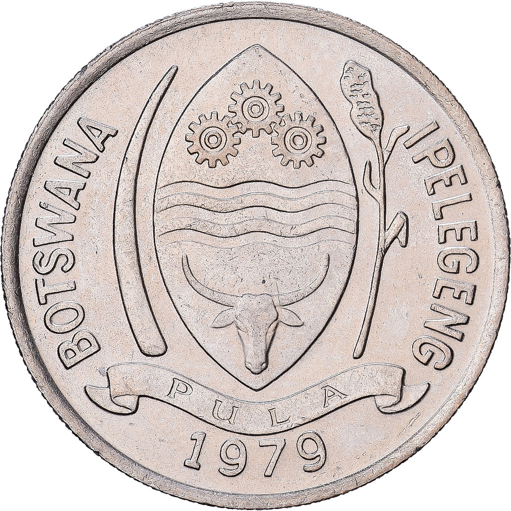 Botswana, 10 Thebe, 1979, British Royal Mint, Copper-nickel, AU(55-58), KM:5