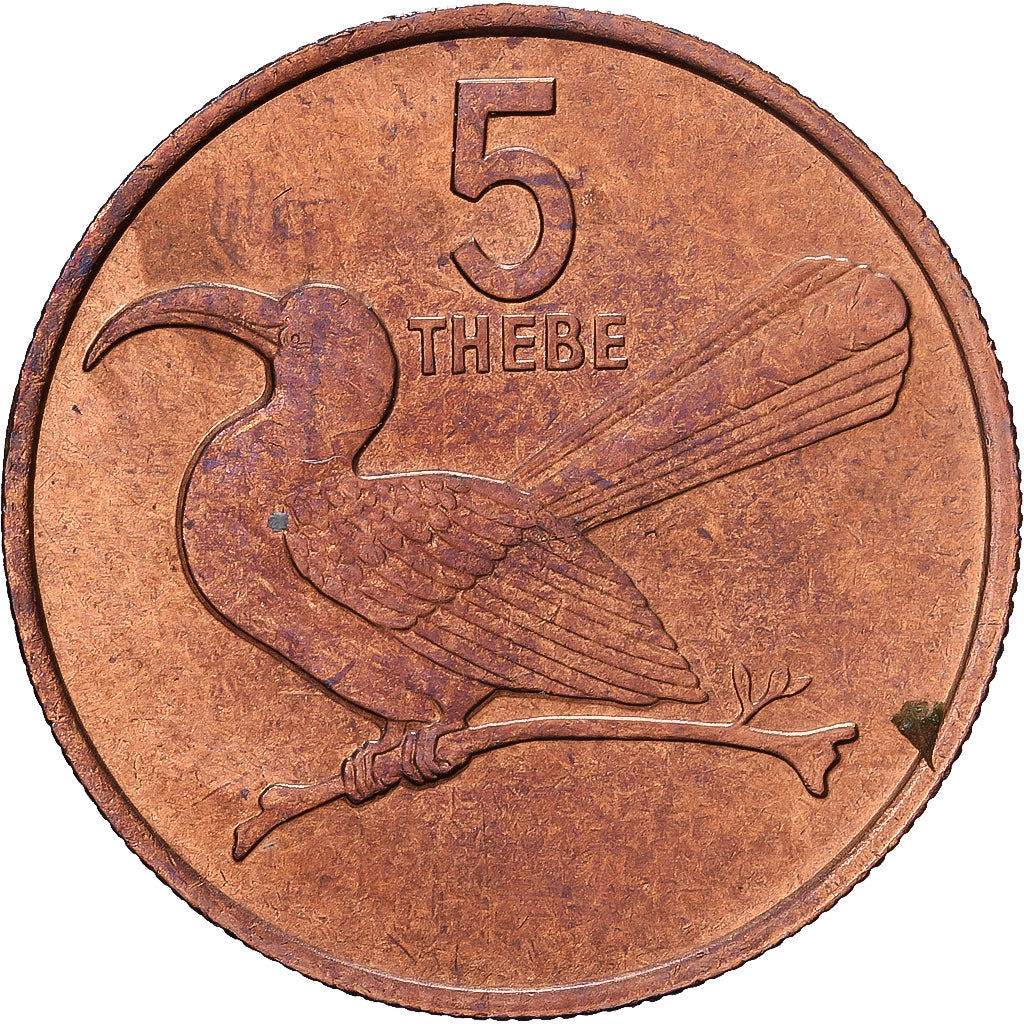 Botswana, 5 Thebe, 1989, British Royal Mint, Brązowy, AU(50-53), KM:4