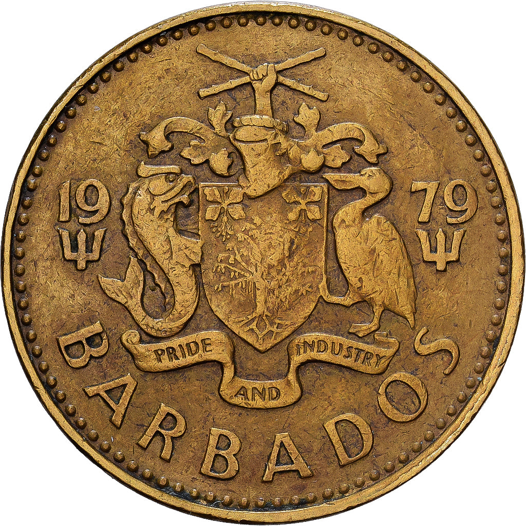 Barbados, 5 Cents, 1979, Franklin Mint, Mosiądz, VF(30-35), KM:11