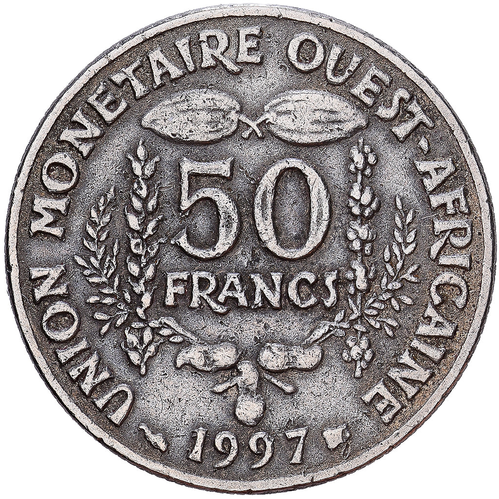 West African States, 50 Francs, 1997, Copper-nickel, EF(40-45), KM:6