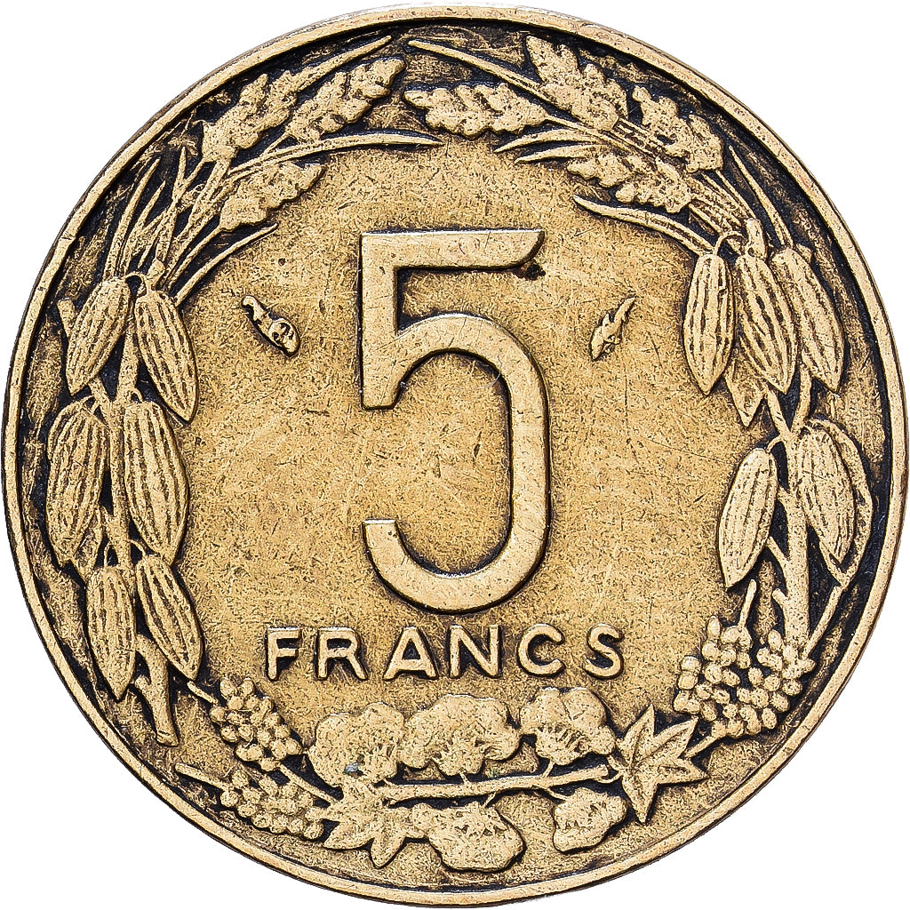 Central African States, 5 Francs, 1982, Paris, Aluminum-Bronze, EF(40-45), KM:7