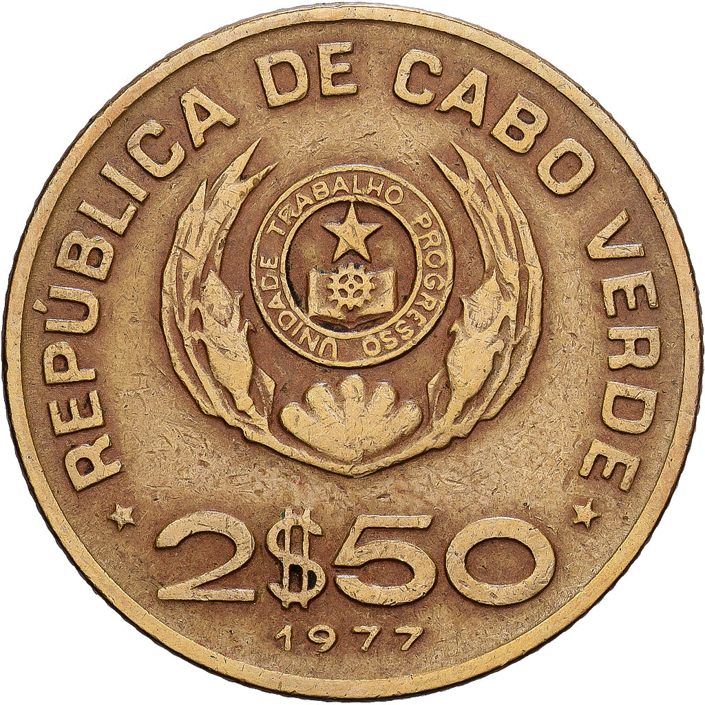 Capo Verde, 2-1/2 Escudos, 1977, Nichel-bronzo, MB+, KM:18