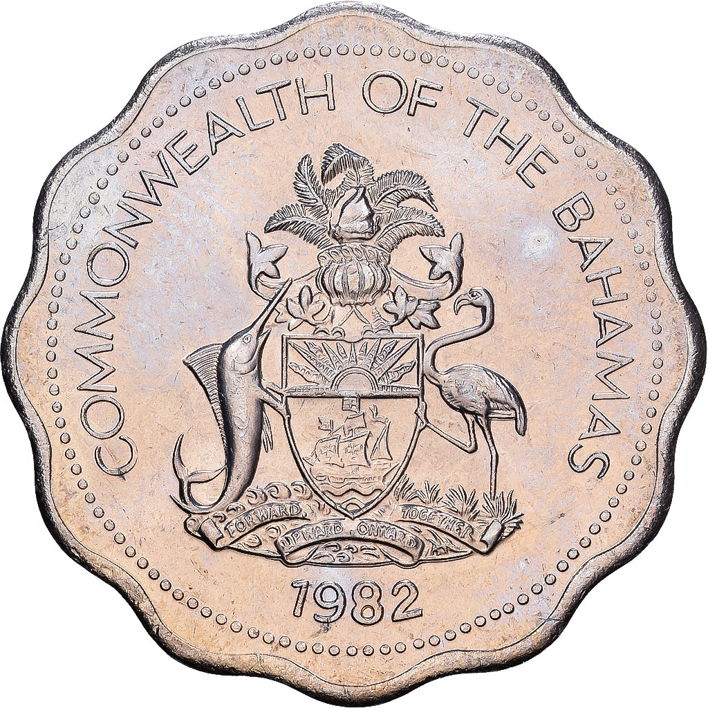 Bahamas, Elizabeth II, 10 Cents, 1982, Franklin Mint, Cobre - níquel, SC, KM:61