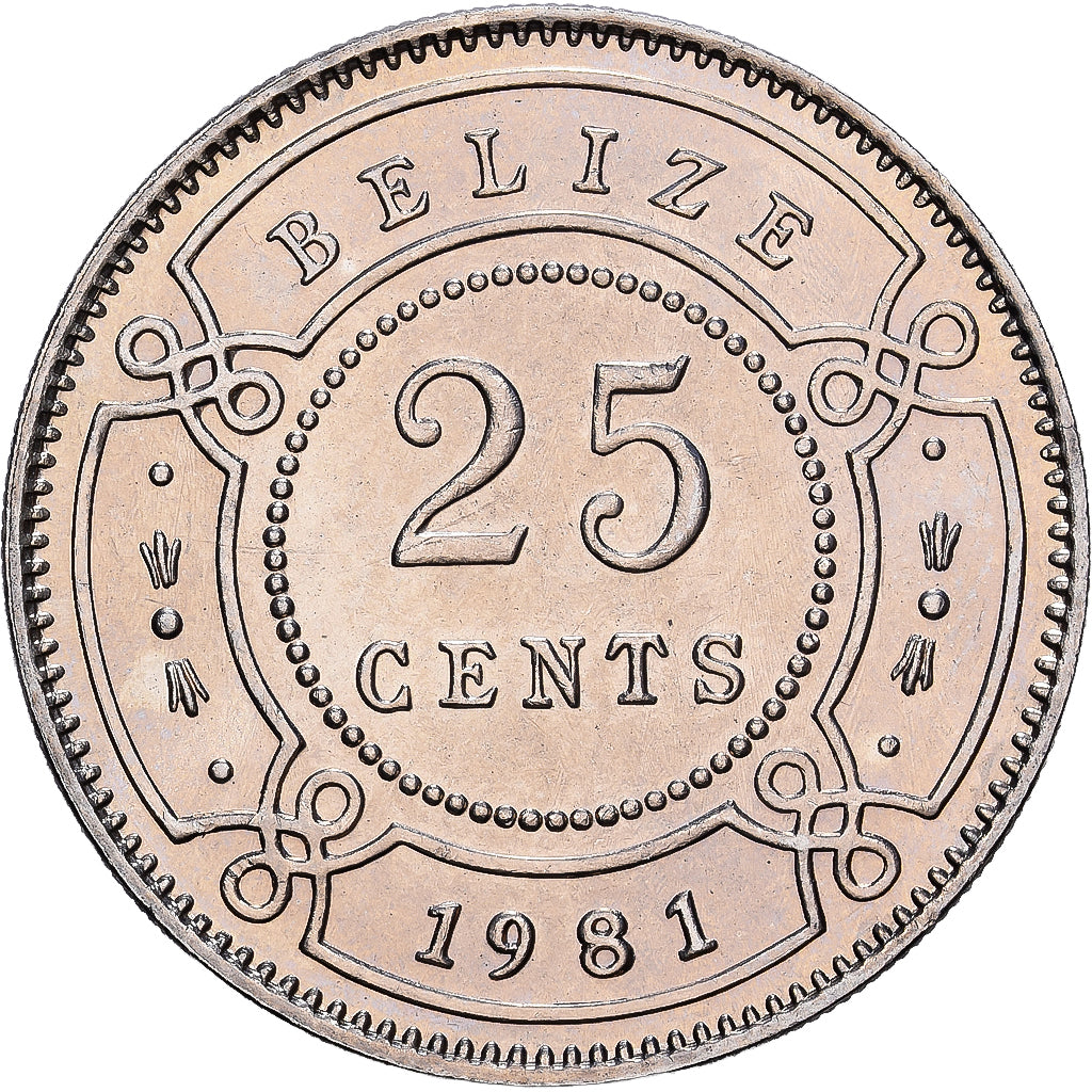 Belize, 25 Cents, 1981, Cupro-nickel, SPL+, KM:36