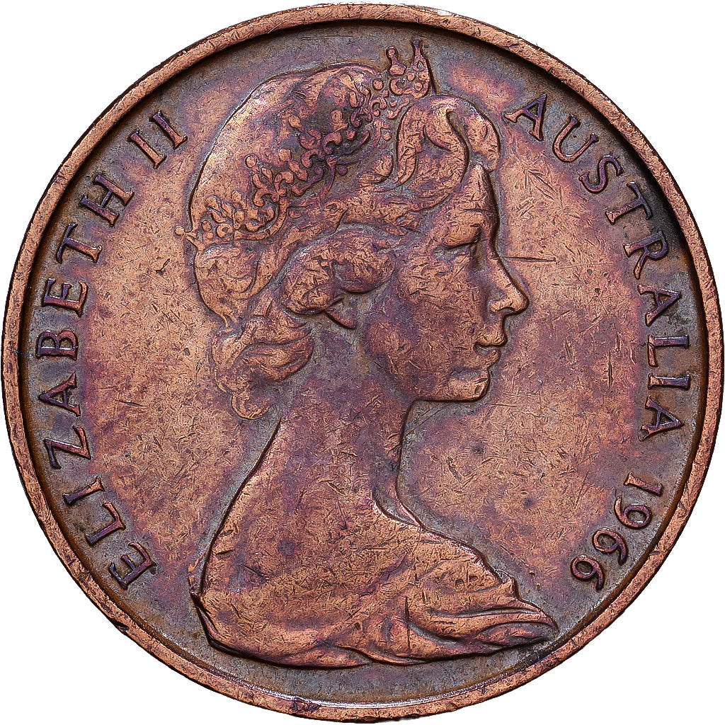 Austrália, 2 Cents, 1966, Bronze, EF(40-45), KM:63