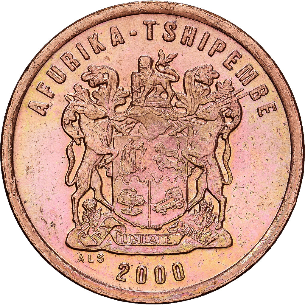 South Africa, 2 Cents, 2000, Copper Plated Steel, AU(50-53), KM:159