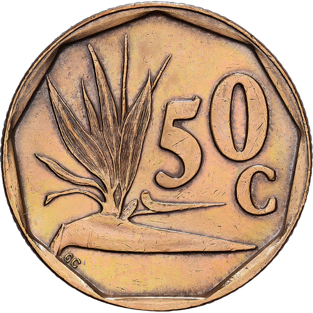 South Africa, 50 Cents, 1994, Pretoria, Bronze Plated Steel, AU(50-53), KM:137