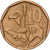 Sudafrica, 10 Cents, 1993, Acciaio placcato in bronzo, BB+, KM:135
