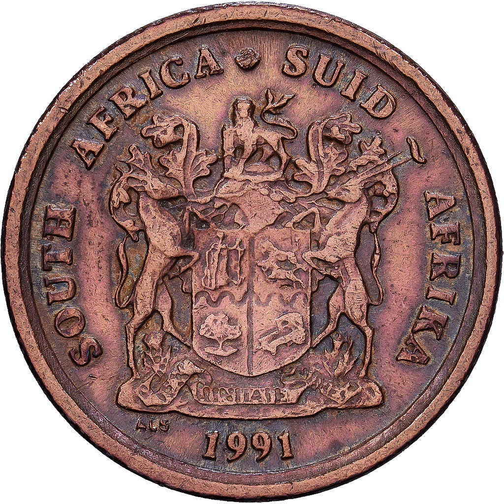 África do Sul, Cent, 1991, Aço Cromado a Cobre, EF(40-45), KM:132
