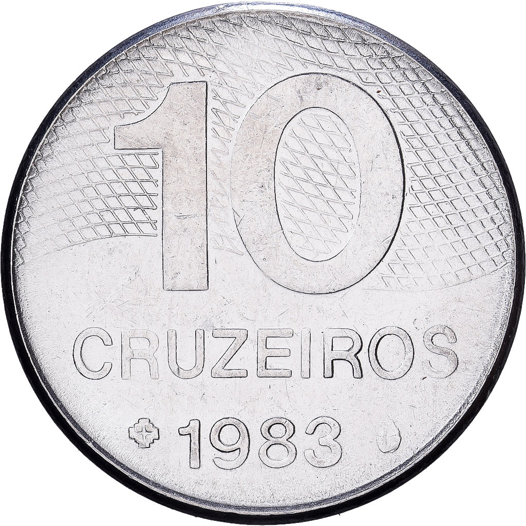 Brazil, 10 Cruzeiros, 1983, Stainless Steel, EF(40-45), KM:592.1