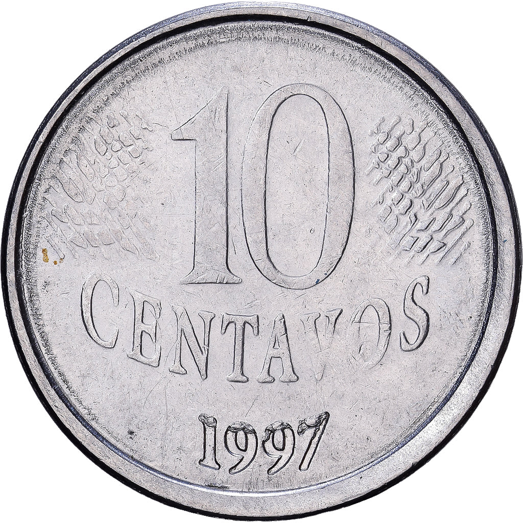Brésil, 10 Centavos, 1997, Acier inoxydable, TTB, KM:633
