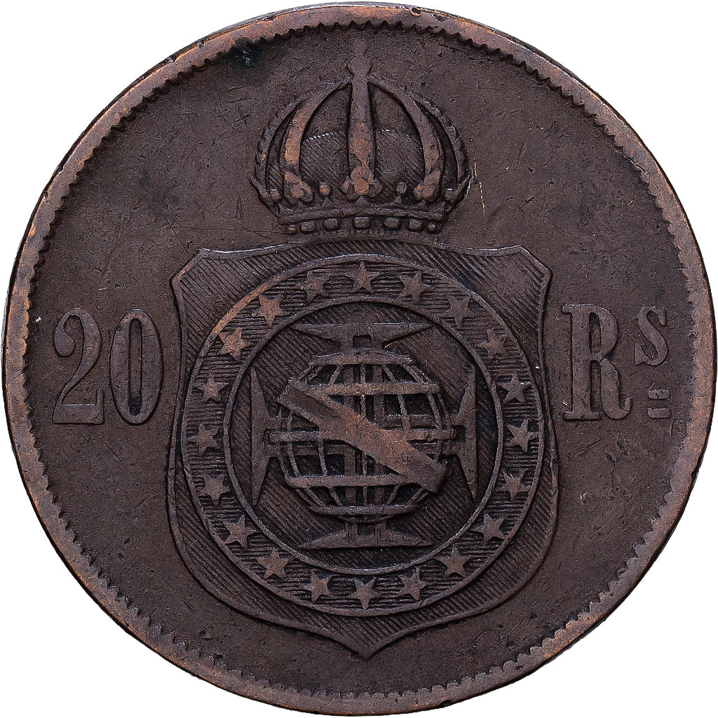 Brazil, Pedro II, 20 Reis, 1868, Bronze, VF(30-35), KM:474
