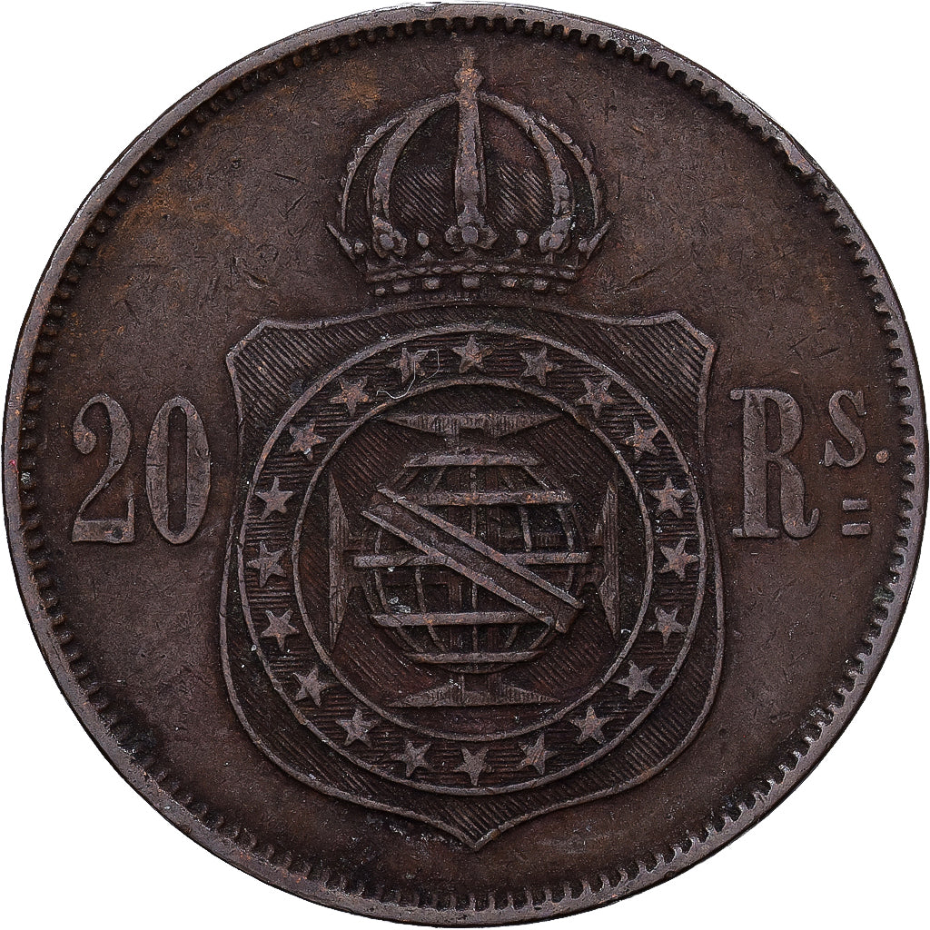 Brazilië, Pedro II, 20 Reis, 1869, Bronzen, ZF, KM:474