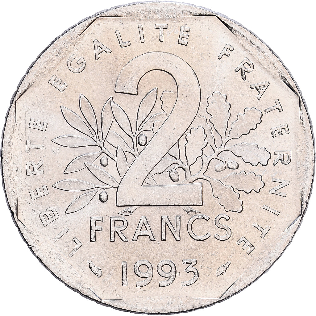 France, 2 Francs, Semeuse, 1993, Paris, Nickel, SUP, KM:942.2